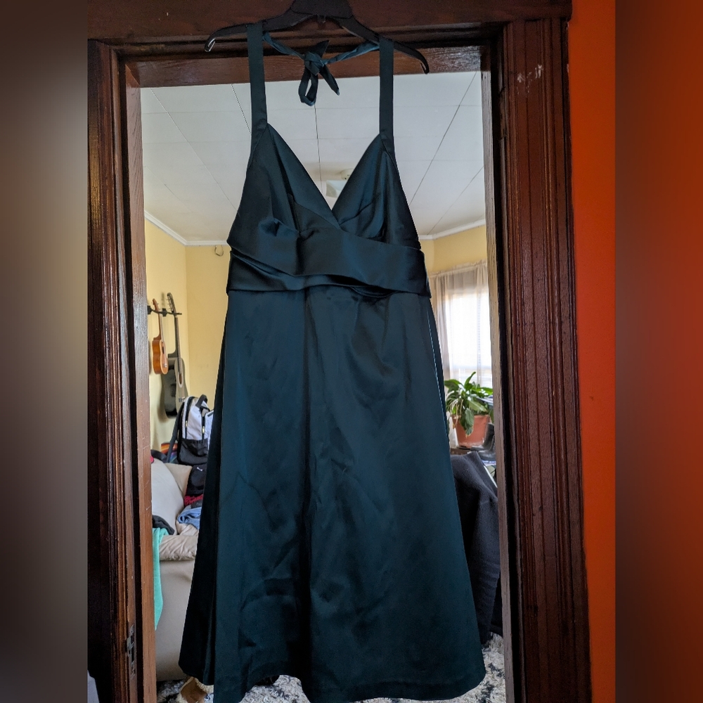 Donna Ricco Elegant Mallard Green Halter Dress Size 16W NWT